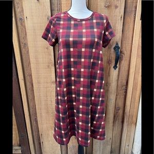 LuLaRoe plaid Carly t-shirt dress | XS (fits like S/M)